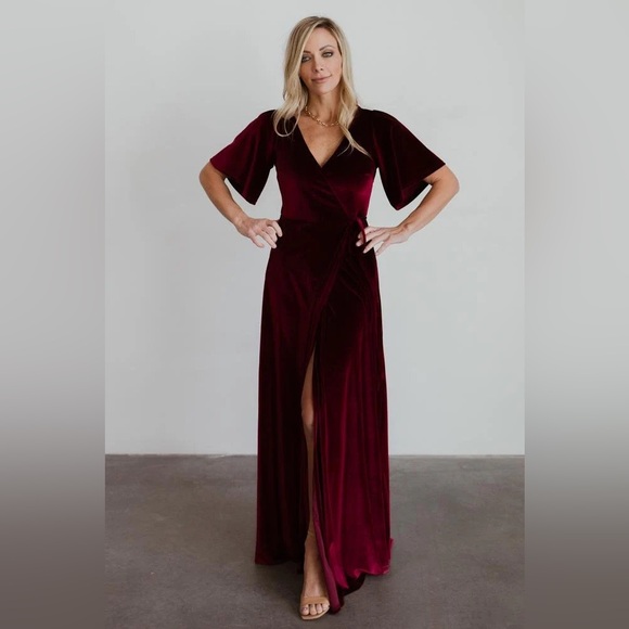 Baltic Born | Meghan Velvet Wrap Maxi Dress | Mulberry | S | NWT - Picture 7 of 10